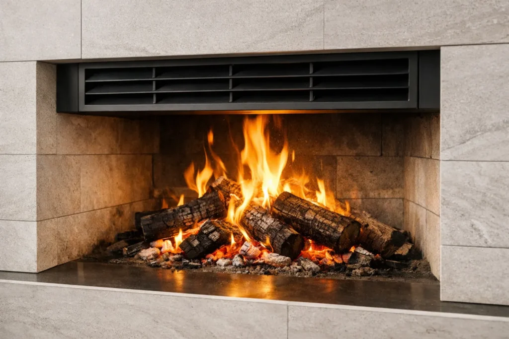 prise d'air cheminée foyer ouvert